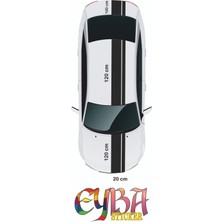 3 Parça Çift Şerit Oto Sticker - Araba Sticker - 20X120 cm (2 Adet) 20X100 cm (1 Adet)