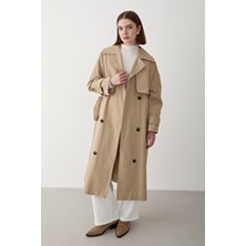 Jaste  Kadın Kruvaze Yaka Trençkot BEJ