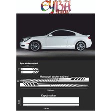 Marşpiyel,kaput,yan Ayna Oto Sticker - Araba Sticker - 5 Parça- 180X10 CM,118X20CM,20X2,5CM Sport2