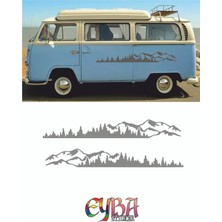 100X17 cm 2 Adet Dağ Manzara Off Road Kamp Sticker Oto Sticker Araba Sticker Karavan Sticker