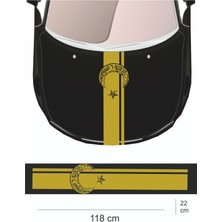 Sticker 118X22 cm - Türkiye Cumhuriyeti Atatürk Yazılı - Uzun Kaput Oto Sticker - Araba Çıkartma