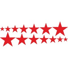 14LÜ Yıldız 40X15 cm Oto Sticker Kırmızı