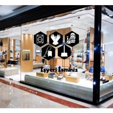 Temizlik Beşgen Işyeri Camı Set Sticker Özel Işyeri Ismi Reklam Tanıtım Kuaför Araba