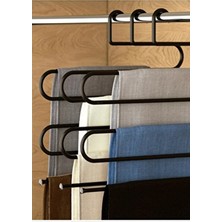 Siyah- Metal 5 Katlı Dolap Içi Pantolon Eşarp Şal Askısı , Çoklu Askılık, Dekoratif Akıllı