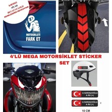 Motorsiklet 4'lü Sticker Set Venom-Şerit-Fark Et- Kan Grubu