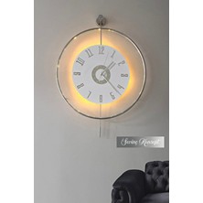 Led'li Gümüş Izmir Kristal 24 Tiktok (Büyük Boy 50 x 75 Cm), Modern Dekoratif Metal Duvar Saati
