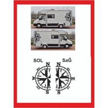 Pusula 2 Adet 48*28 cm Sağ-Sol Oto Sticker -Karavan Sticker- Kamp Sticker