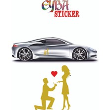 18X15 cm Kalpli Teklif Sevgili Oto Sticker -Araba Sticker - Duvar Sticker