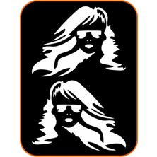 Kadın Madonna 2 Adet Sağ-Sol Takım Ticari Araç Oto Sticker 30X23 cm Beyaz