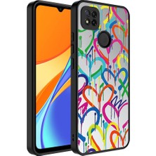 Xiaomi Redmi 10A Kılıf Aynalı Desenli Kamera Korumalı Parlak N7TH Mirror Kapak-Kalp