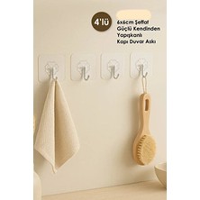 Pratik 4 Adet 6X6CM Şeffaf Güçlü Kendinden Yapışkanlı Kapı Duvar Askıları Güçlü Ağır Yük Taşıma Askı