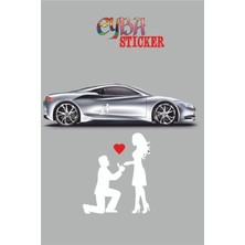 18X15 cm Kalpli Teklif Sevgili Oto Sticker -Araba Sticker - Duvar Sticker