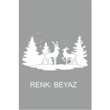 Yılbaşı Agacı Geyikler E-01 - Duvar Sticker 39X22CM - Oto Sticker