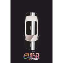 3 Parça Çift Şerit Oto Sticker - Araba Sticker - 20X120 cm (2 Adet) 20X100 cm (1 Adet)