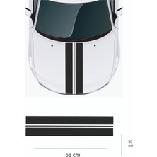 Sticker 118X30 cm Kaput 2 Kalın Çift Şerit Sticker Oto Sticker - Kaput Sticker - Oto Sticker