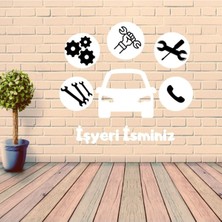 Tamir Işyeri Camı Set Beyaz Sticker Özel Işyeri Ismi Reklam Tanıtım Anahtar Araba