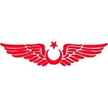Ay Yıldız Kanatlı Türk Bayrağı Oto Kapı Cam Kaput Sticker - 30CM