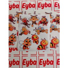 Arı Figürleri Sticker Renkli Baskı Baskes 1 Sayfa -Sayfa Alanı 25X30 cm Dolap Sticker