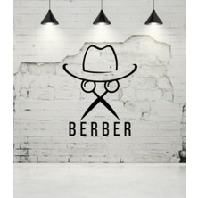Berber Erkek Dükkan Işyeri Cam Yapışkan Sticker Bıyık Makas Şapka