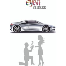 18X15 cm Çiçekli Teklif Sevgili Oto Sticker