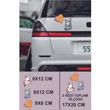 Eyba Sticker 3D Sticker Çizen Kediler Oto Sticker 17X20 cm Tekil Ürün Beyaz Renkli Araç Aksesuar