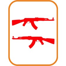 ''keleş AK47'' 2 Adet Sağ ve Sol Oto Sticker 30X10 cm Kırmızı