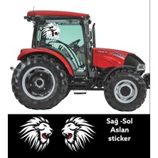 Kırmızı Dilli Aslan Sticker 40X40 cm Traktör Kamyon Tır Case Tümosan Massey Erkunt Traktör