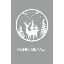 Geyik Doğa Çam 20 cm Duvar Sticker - Oto Sticker - Yılbaşı Süsü