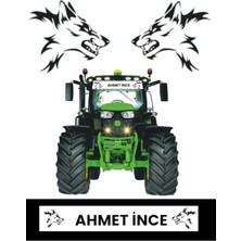 Traktör Özel Isim Türk Bayraklı Güneşlik Yazısı Cam Sticker
