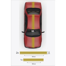 Çift Şerit Oto Sticker 3 Lü Set - Araba Sticker - Oto Sticker - 120X20CM (2ADET), 100X20CM (1 Adet)
