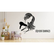 Kurutma Makineli Uzun Saçlı Kuaförü Işyeri Ismi Güzel Kadın Işyeri Cam Yapışkan Sticker