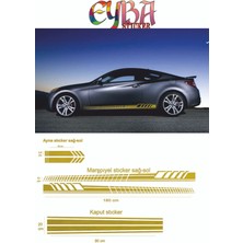 Marşpiyel,kaput,yan Ayna Oto Sticker - Araba Sticker - 5 Parça- 180X10 CM,90X20CM,20X2,5CM Sport1