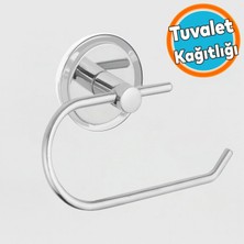 Metal Tuvalet Kağıtlık Yapışkanlı Açık Aparat Wc Kağıt Standı Bez Havluluk Paslanmaz Sağlam Krom