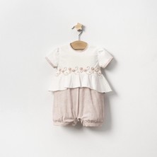 Yazlık Brodeli Incili Bebe Kız Tulum