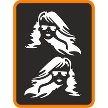 Kadın Madonna 2 Adet Sağ-Sol Takım Ticari Araç Oto Sticker 40X30 cm Beyaz