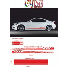 Marşpiyel,kaput,yan Ayna Oto Sticker - Araba Sticker - 5 Parça- 180X10 CM,118X20CM,20X2,5CM Sport2