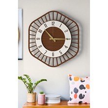 Lupokraft Dekoratif Ahşap Duvar Saati – Asimetrik Tasarım, 48 cm Kahverengi Renk Seçenekli Modern Stil