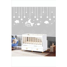 Bebek Odası Çocuk Odası Sticker 65 Parça Kişiye Özel Isimli Ay Yıldız Bulut Sticker