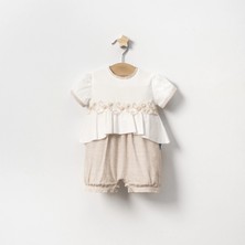 Yazlık Brodeli Incili Bebe Kız Tulum