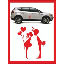 Yeni Trend 18*15CM Balonlu Kalpli Öpüşen Çocuklar Sticker