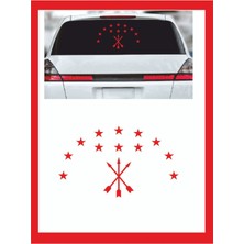 Adige Çerkez Bayrak Sembolü Araba Sticker 20X12CM - Oto Sticker