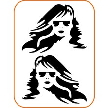 Kadın Madonna 2 Adet Sağ-Sol Takım Ticari Araç Oto Sticker 30X23 cm Siyah