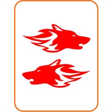 Kurt 2 Adet Sağ ve Sol Araba Oto Sticker 20X9 cm Kırmızı