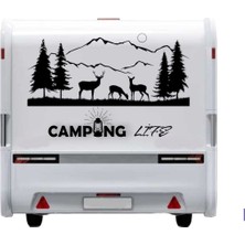 Karavan Campıng Life Dağ Doğa Sticker Yapışkan Camp