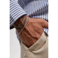 Marnu 925 Ayar Gümüş Erkek Bileklik – Ince ve Hafif Zincir Detaylı Model