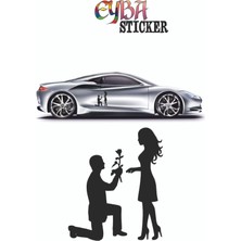 18X15 cm Çiçekli Teklif Sevgili Oto Sticker