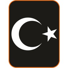 Ay Yıldız Hilal Bayrak Oto Sticker 20X14 cm Beyaz