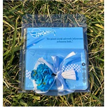 Enes Medya Lovewheels Kişiye Özel Mavi Çiçek Buketi Ev Dekorasyonu İçin Aynalı Tasarım