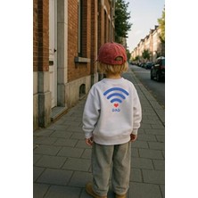 Monila Unisex Çocuk Ekru Baskılı 3 Iplik Kumaş Pamuklu Sweatshirt Uzun Kollu Rahat Kesim