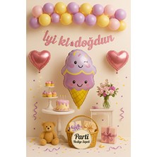 Dondurma Folyo Balon Seti | Doğum Günü Parti Malzemeleri | Iyi Ki Doğdun Banner